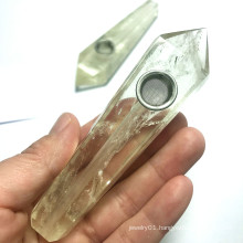 Wholesale natural clear quartz lighters glass smoking accessories pipe with crab holes